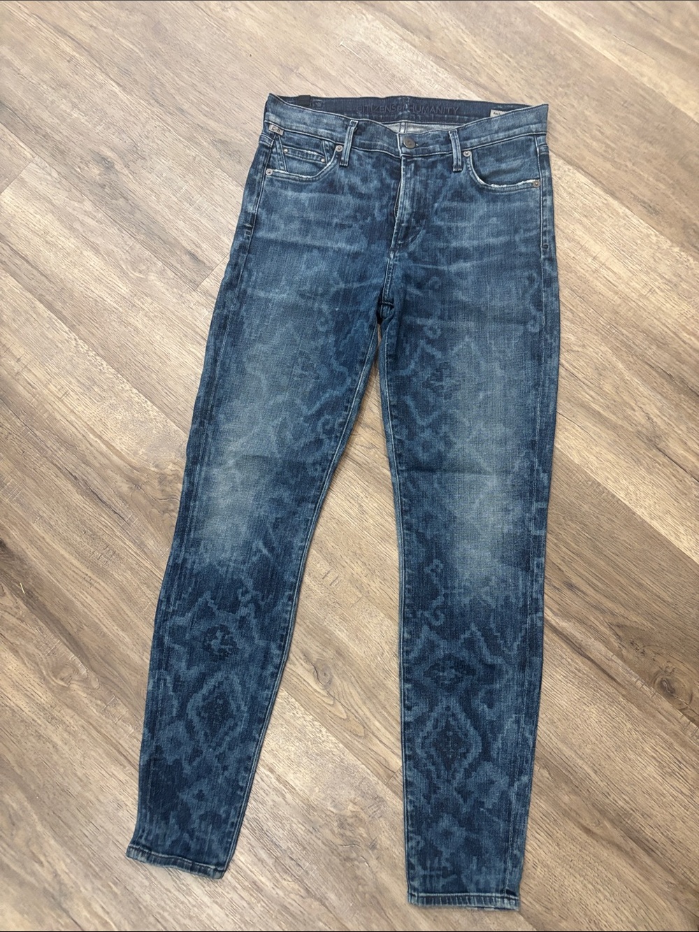 Men's Dark Blue Patterned Slim Jeans